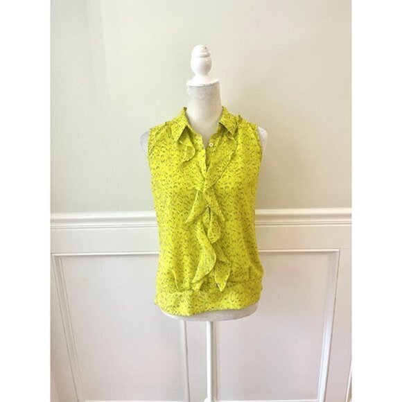 CAbi #3071 Chartreuse Reign Sleeveless Blouse S - Picture 1 of 4